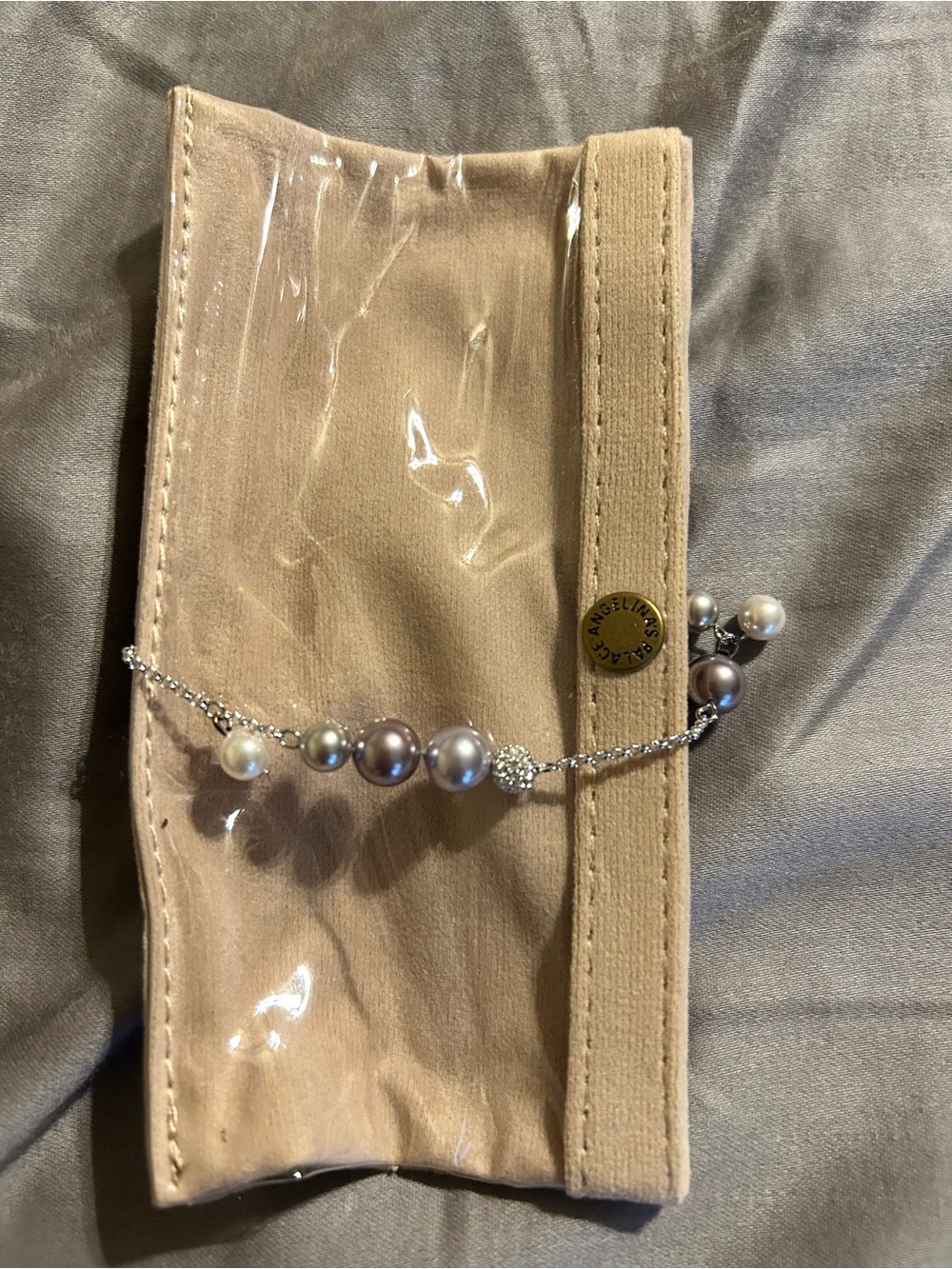 Swarovski Pearl Station Bracelet in Cream and Gray Pearls